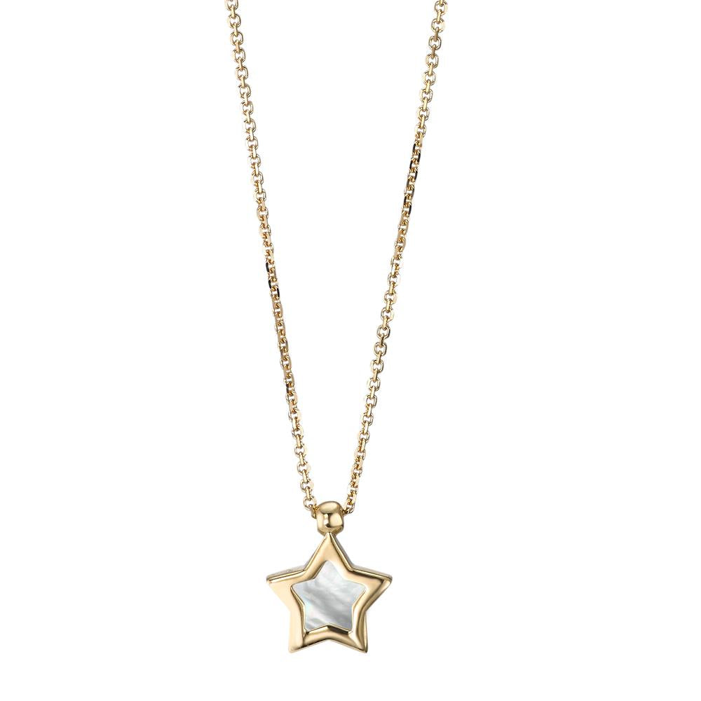 Collier 750/18K guld Perlemor stjerne 42 cm