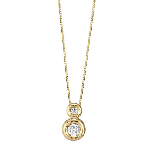 Collier 750/18K guld Zirconia 2 Sten 42 cm