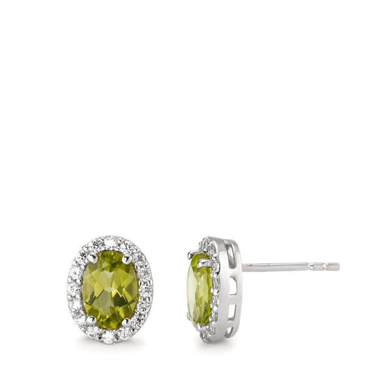 Ørestikker 750/18K hvidguld Peridot, Zirconia hvid