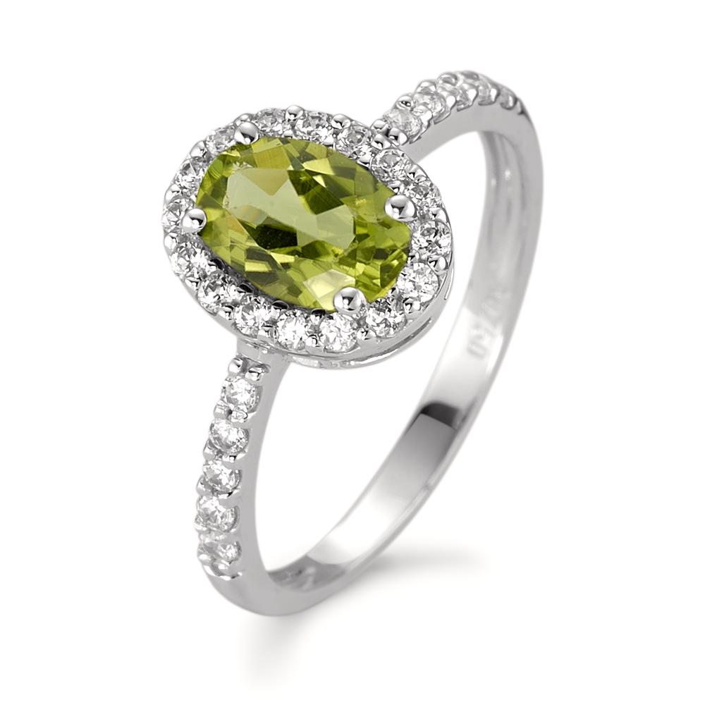 Fingerring 750/18K hvidguld Peridot, Zirconia hvid Ø10 mm