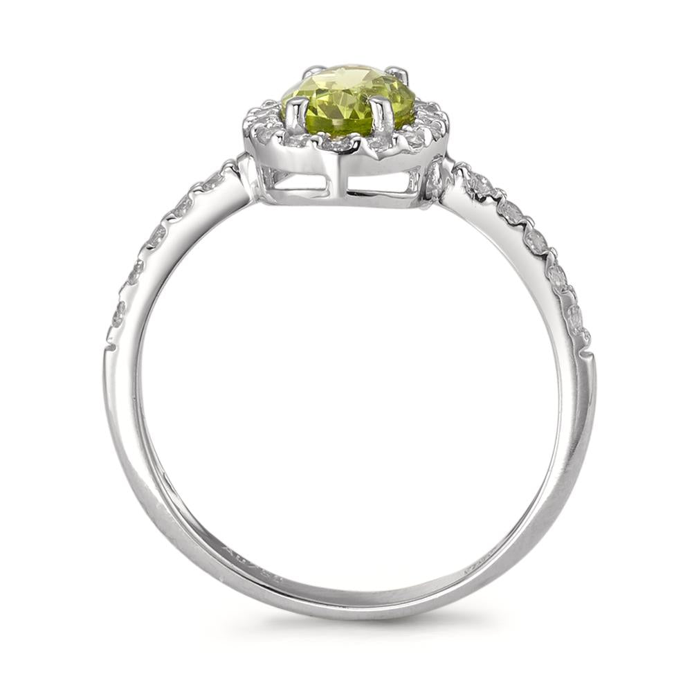 Fingerring 750/18K hvidguld Peridot, Zirconia hvid Ø10 mm