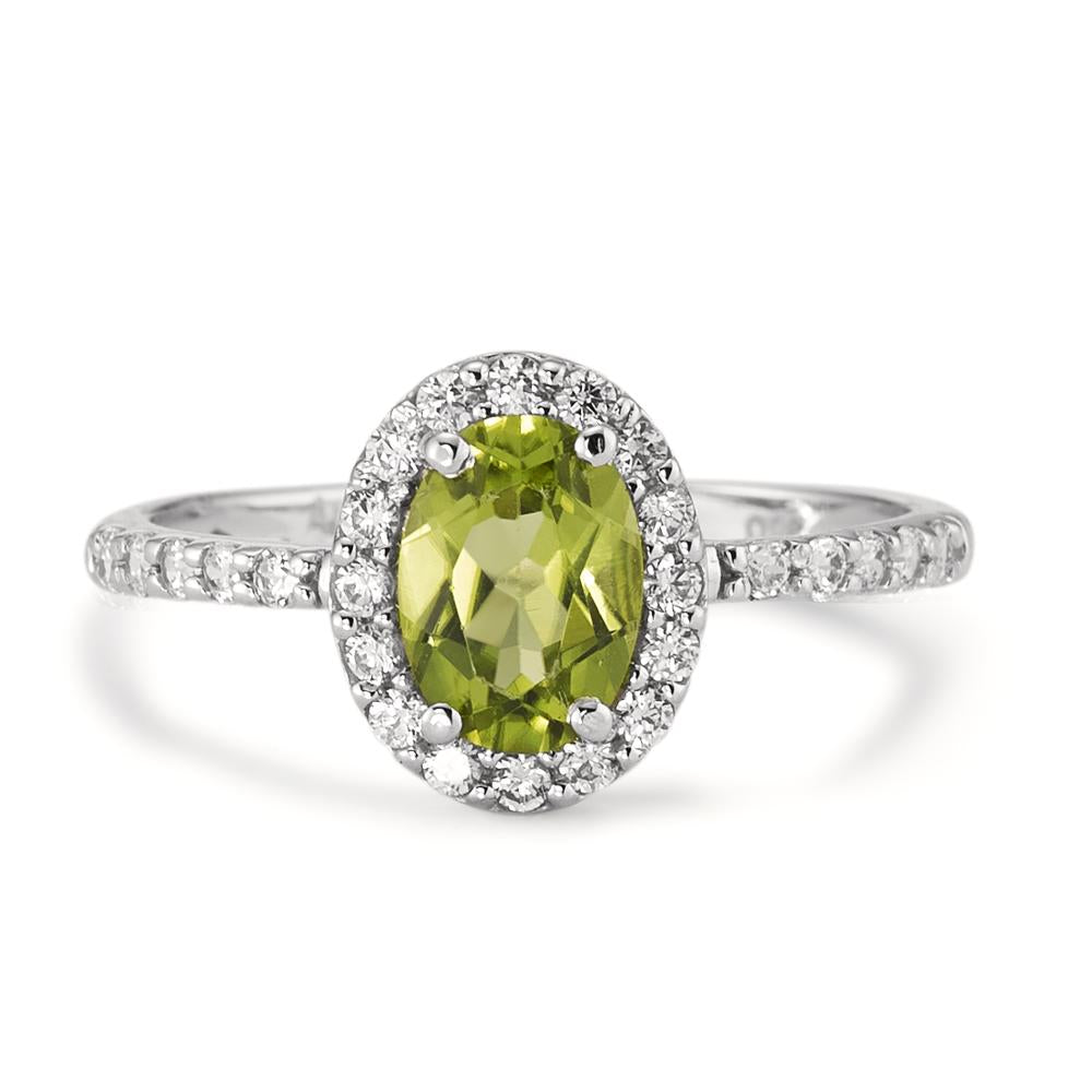 Fingerring 750/18K hvidguld Peridot, Zirconia hvid Ø10 mm