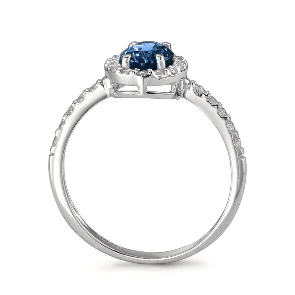 Fingerring 750/18K hvidguld Zirconia safir blå Ø10 mm