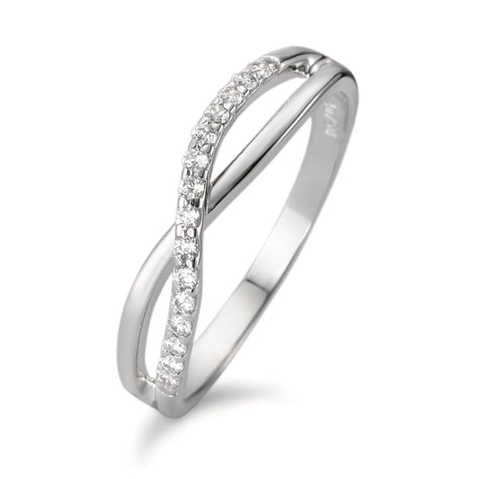 Fingerring 750/18K hvidguld Zirconia 15 Sten