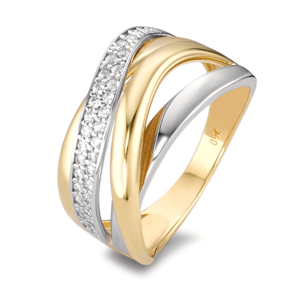 Fingerring 750/18K guld, 750/18K hvidguld Zirconia