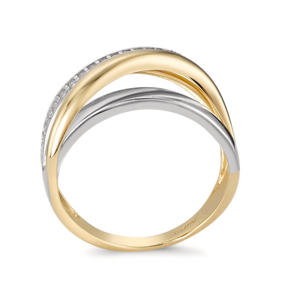 Fingerring 750/18K guld, 750/18K hvidguld Zirconia