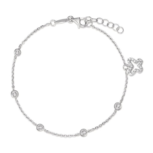 Armbånd 750/18K hvidguld Zirconia sommerfugl 16.5-18.5 cm