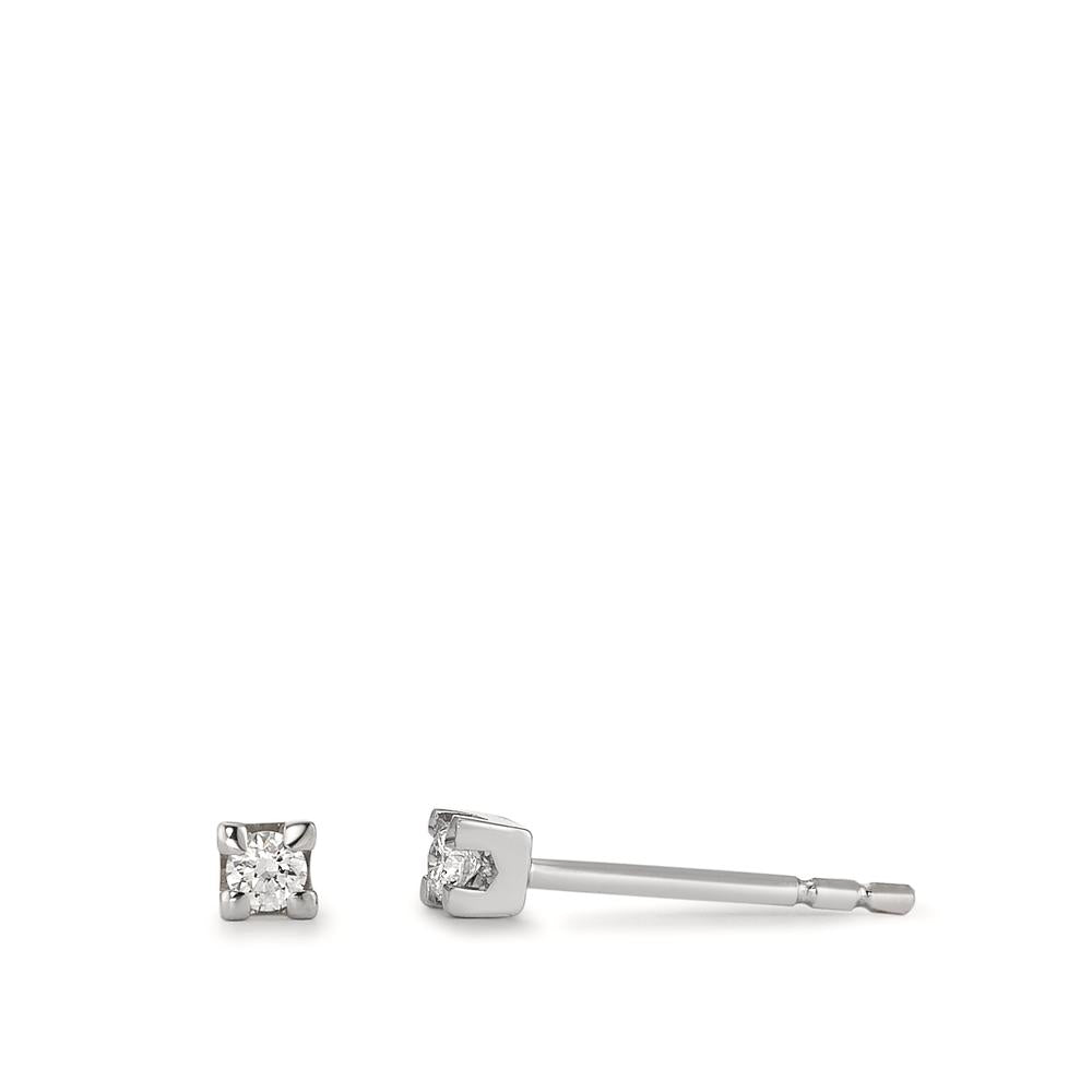 Ørestikker 750/18K hvidguld Diamant 0.10 ct, 2 Sten , w-si Ø2.5 mm