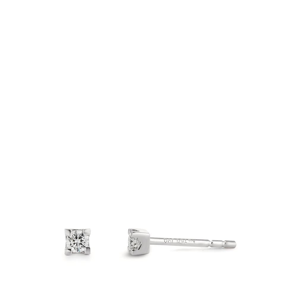 Ørestikker 750/18K hvidguld Diamant 0.14 ct, 2 Sten , w-si Ø3 mm