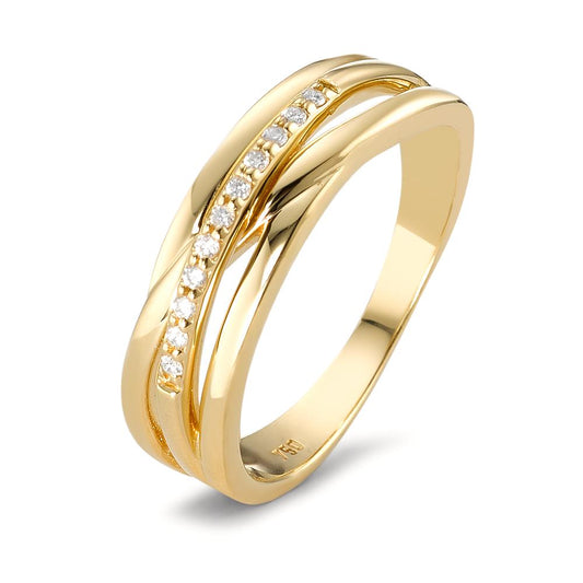 Fingerring 750/18K guld Diamant 0.06 ct, 11 Sten , w-si