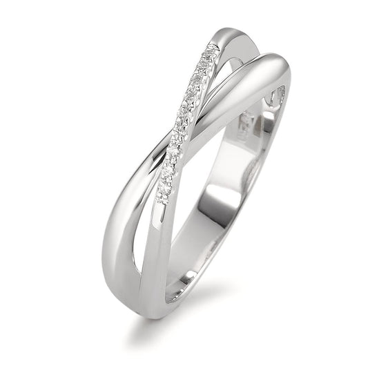 Fingerring 750/18K hvidguld Diamant 0.05 ct, 9 Sten , w-si