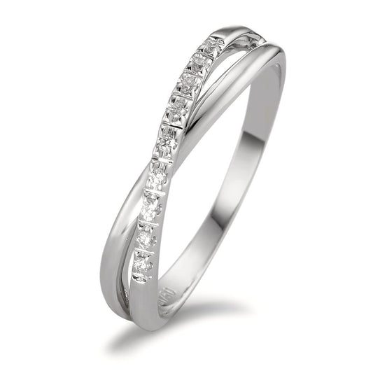 Fingerring 750/18K hvidguld Diamant 0.05 ct, 9 Sten , w-si