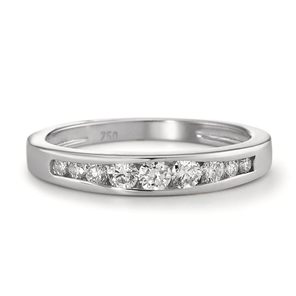 Memory ring 750/18K hvidguld Diamant 0.18 ct, 9 Sten , w-si