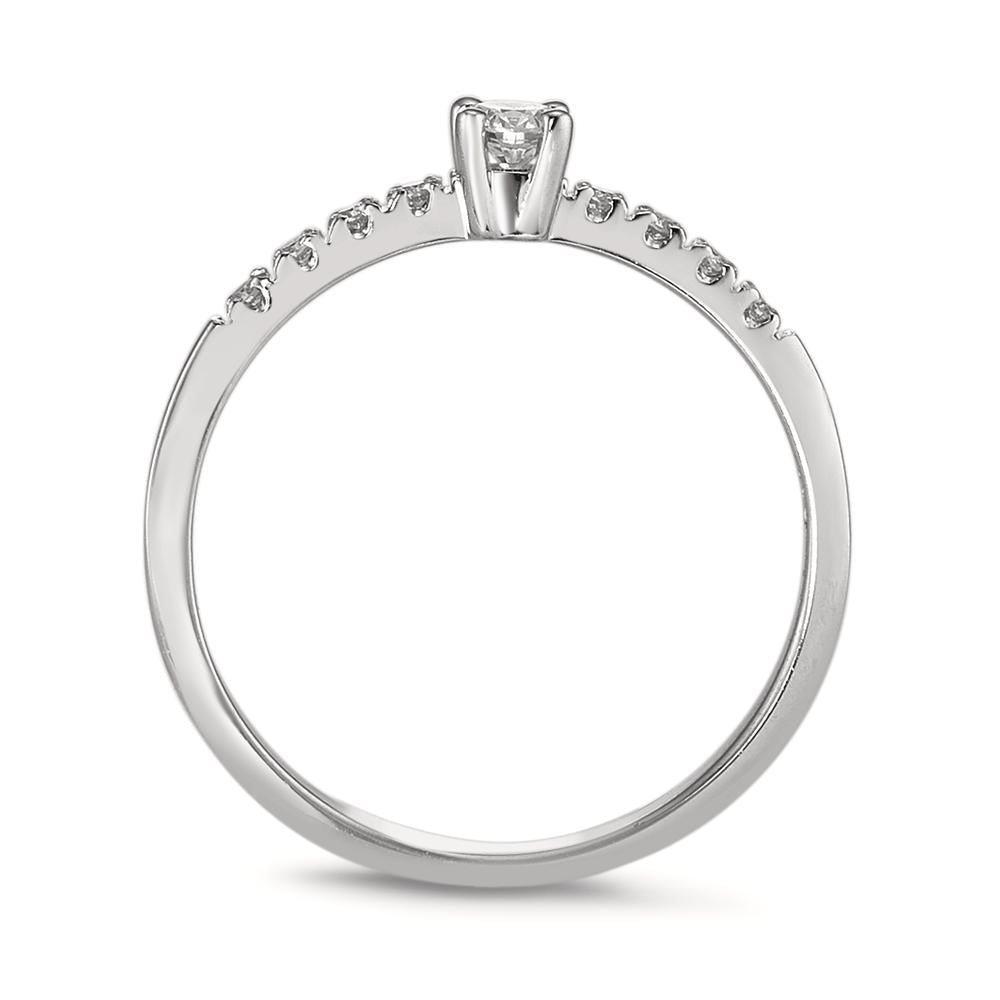 Solitaire ring 750/18K hvidguld Diamant 0.14 ct, 9 Sten , w-si