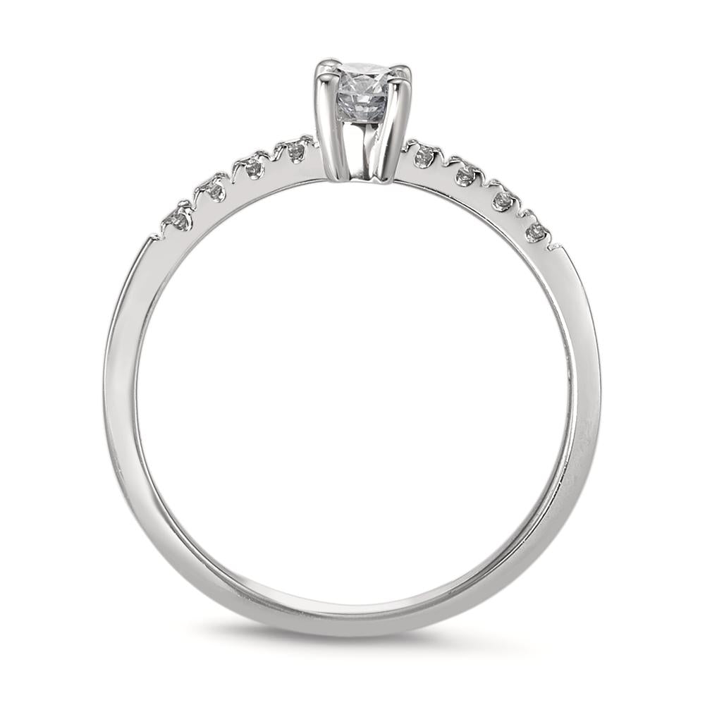 Solitaire ring 750/18K hvidguld Diamant 0.19 ct, 9 Sten , w-si