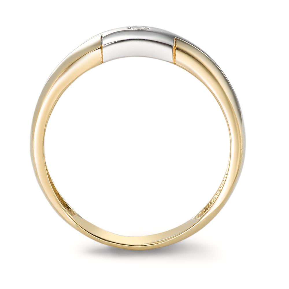 Fingerring 750/18K guld, 750/18K hvidguld Diamant 0.02 ct, w-si