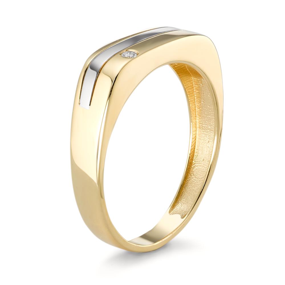 Fingerring 750/18K guld, 750/18K hvidguld Diamant 0.02 ct, w-si