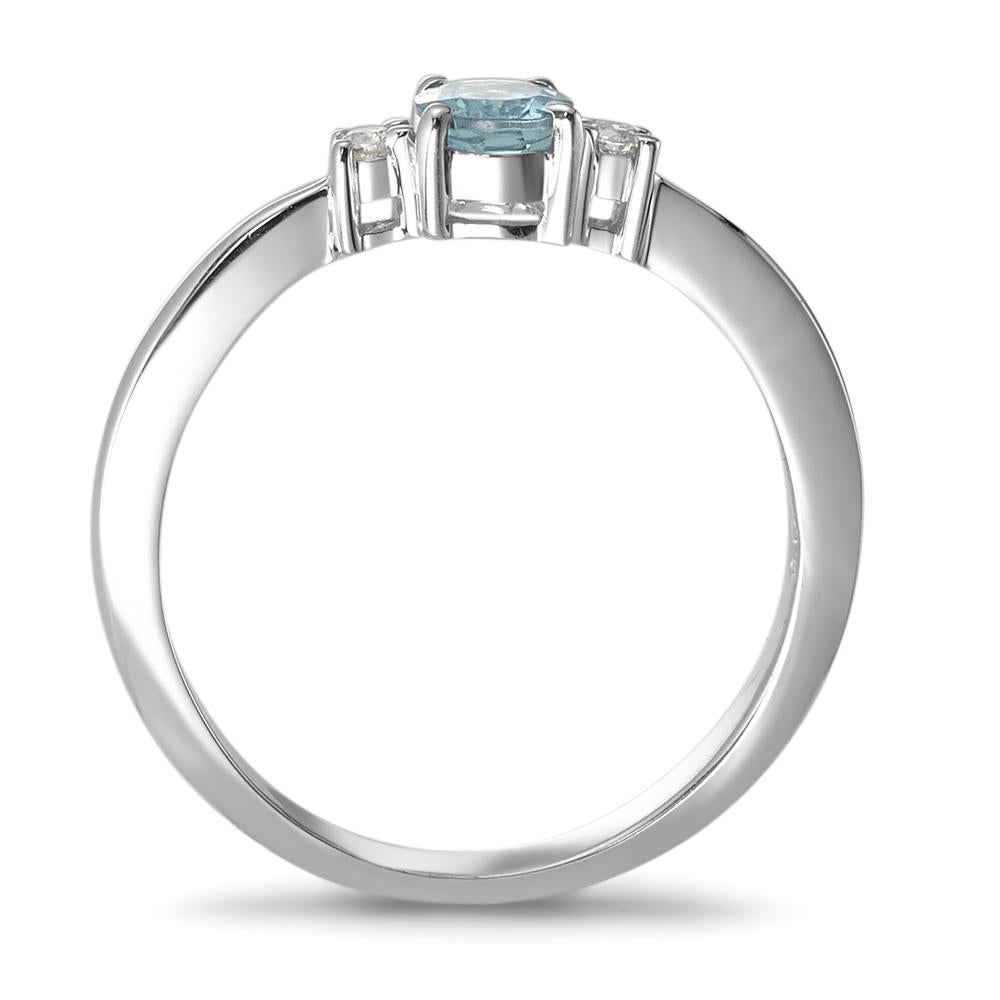 Fingerring 750/18K hvidguld Akvamarin lyseblå, Diamant hvid , 0.04 ct, 2 Sten , w-pi1