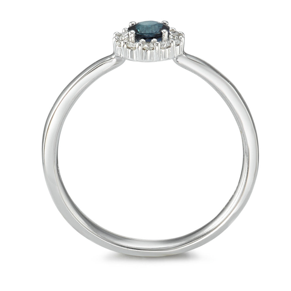 Fingerring 750/18K hvidguld Safir 13 Sten, Diamant hvid , 0.12 ct, 12 Sten , w-si