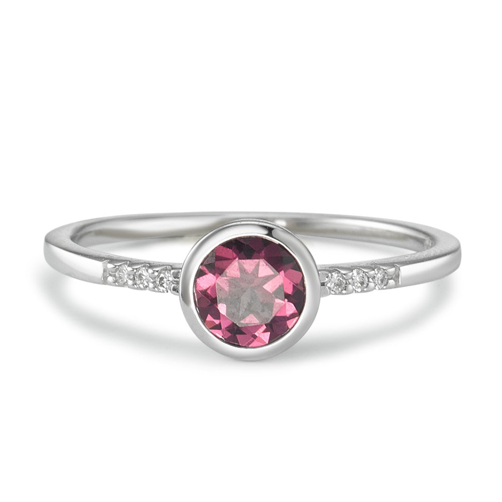 Fingerring 750/18K hvidguld Rhodolit 7 Sten