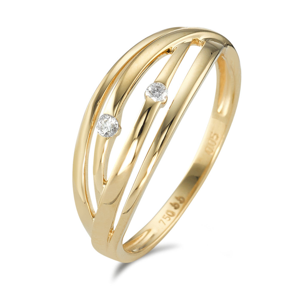 Ringe 750/18K guld Diamant 0.05 ct, 2 Sten , w-si