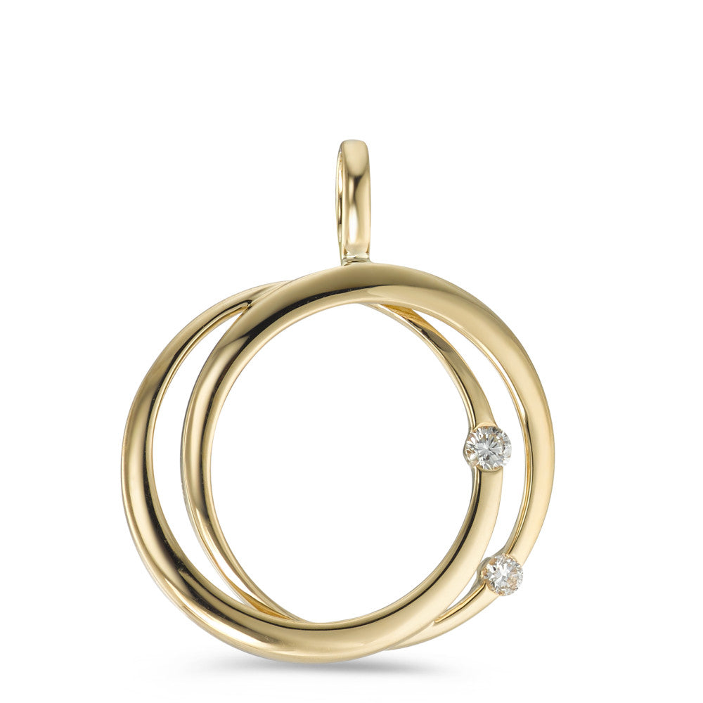 Vedhæng 750/18K guld Diamant 0.05 ct, 2 Sten , w-si Ø17 mm