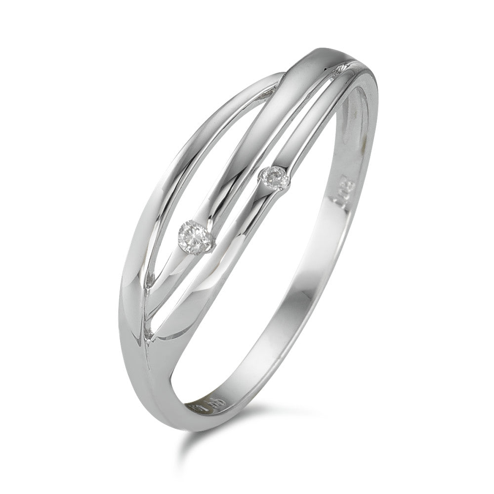 Fingerring 750/18K hvidguld Diamant 0.03 ct, 2 Sten , w-si