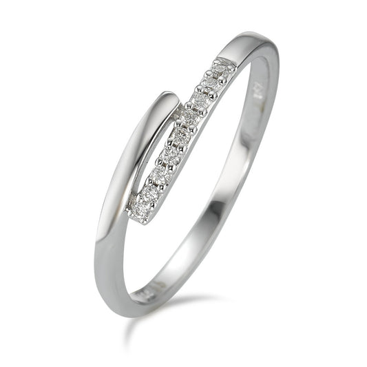 Fingerring 750/18K hvidguld Diamant 0.06 ct, 9 Sten , w-si