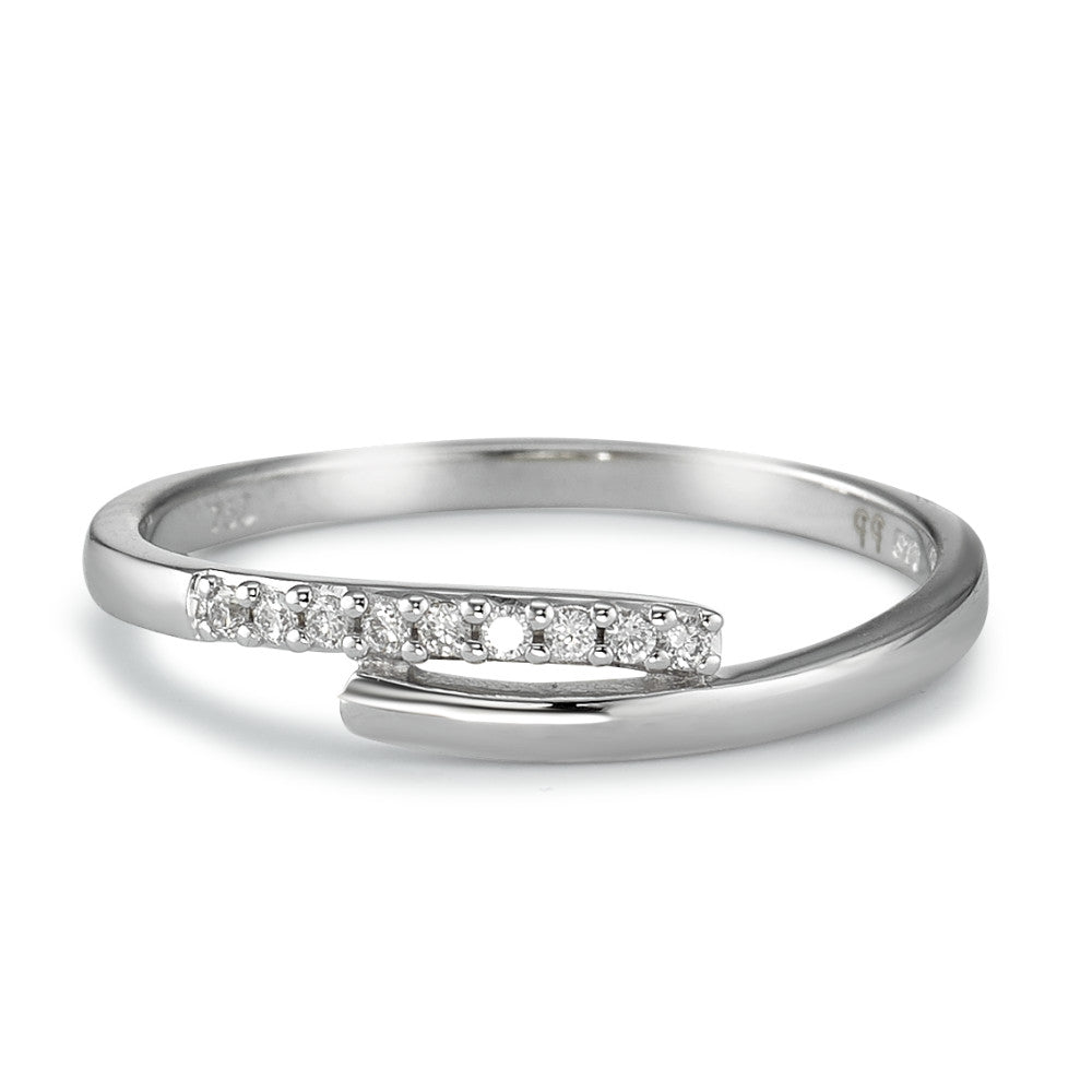 Fingerring 750/18K hvidguld Diamant 0.06 ct, 9 Sten , w-si