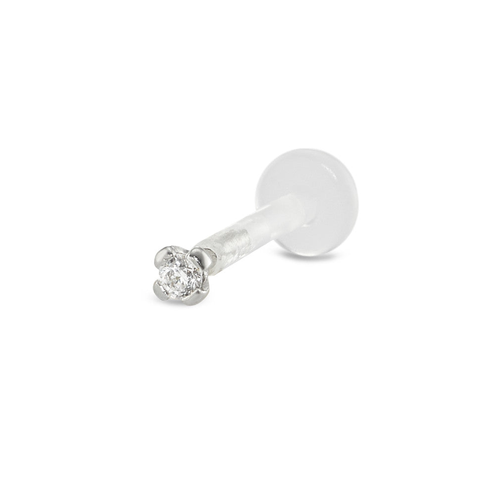 Piercing 750/18K hvidguld Zirconia Ø2 mm