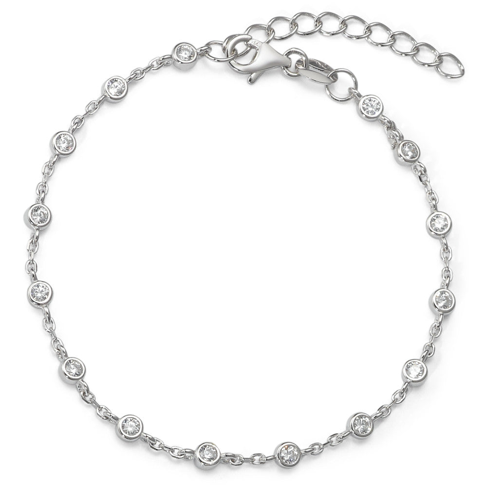 Armbånd Sølv Zirconia 15 Sten rhodineret 16-19 cm