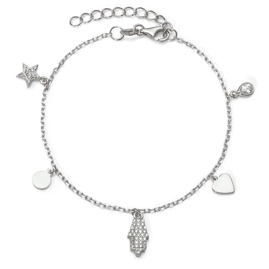 Armbånd Sølv Zirconia rhodineret Fatimas hånd 16-19 cm