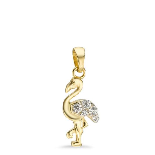 Vedhæng 375/9K guld Zirconia 5 Sten Flamingo