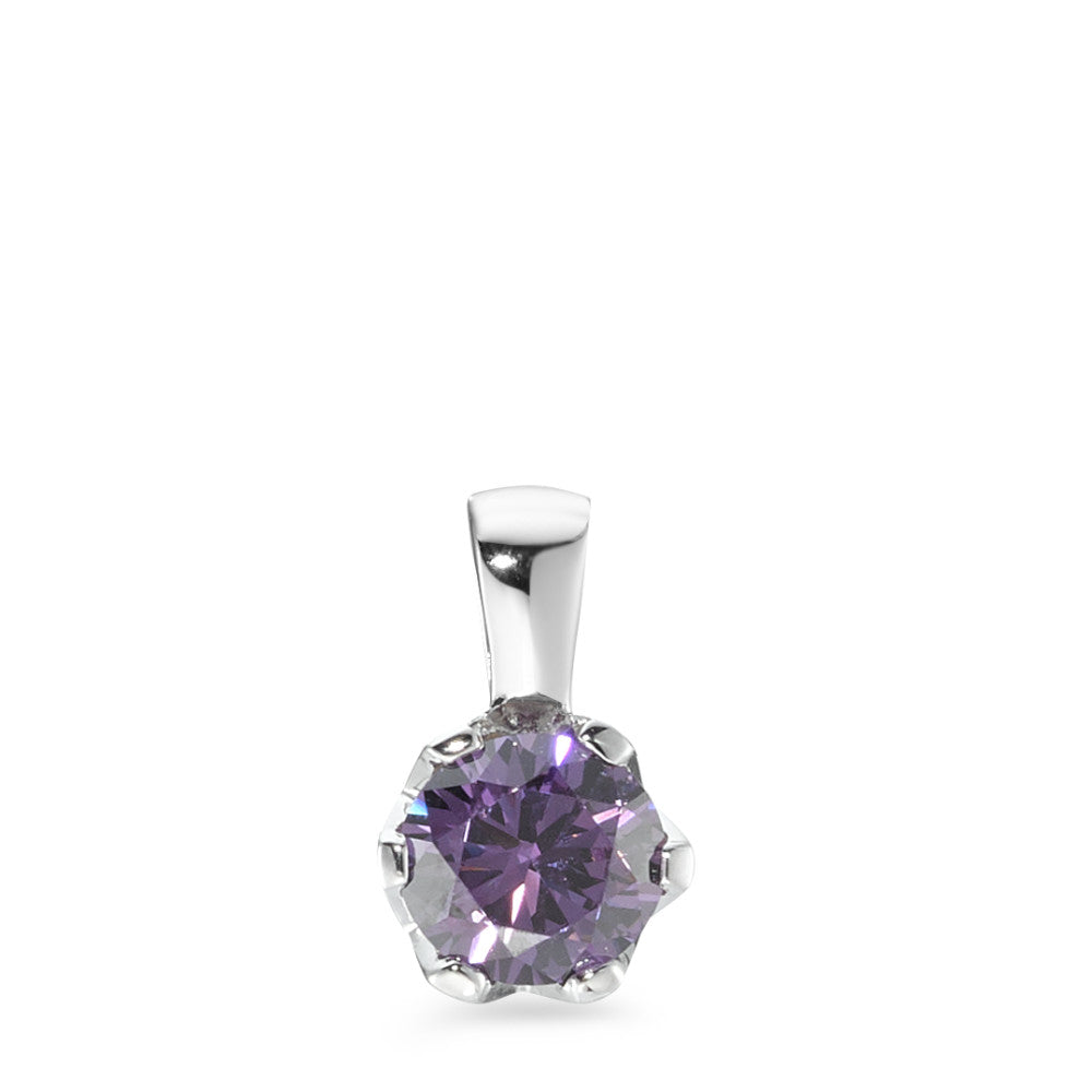 Vedhæng Sølv Zirconia violet rhodineret Ø7 mm