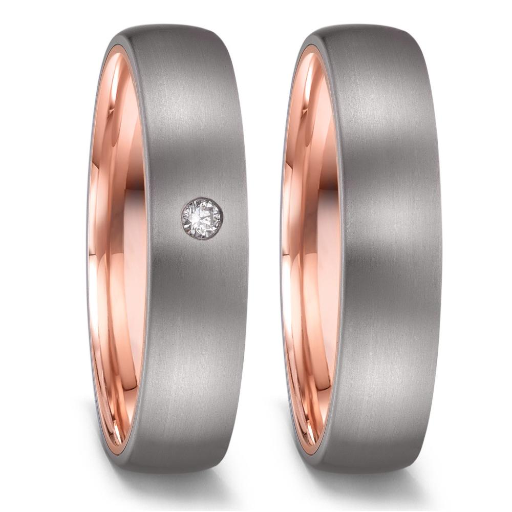 Partnerringe Titanium, 585/14 K rødguld