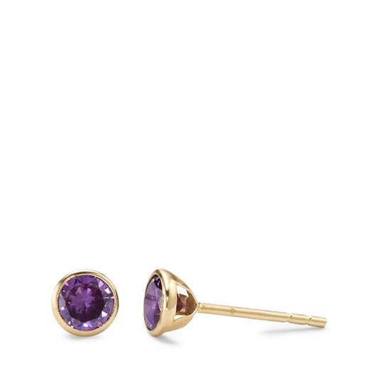 Ørestikker 585/14K guld Zirconia violet , 2 Sten Ø4.3 mm