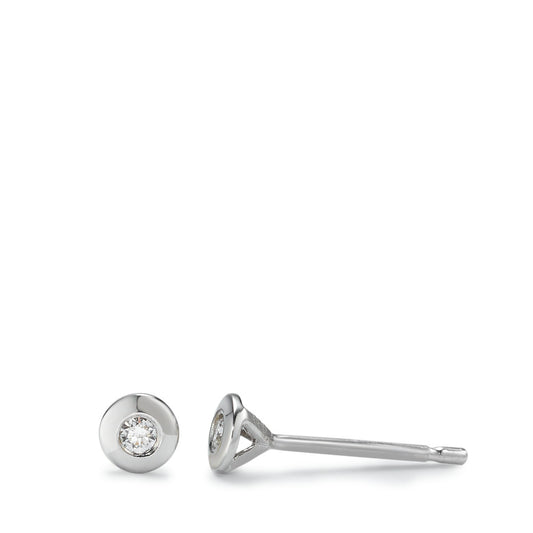 Ørestikker 585/14 K hvidguld Diamant 0.06 ct, 2 Sten , w-si Ø4 mm