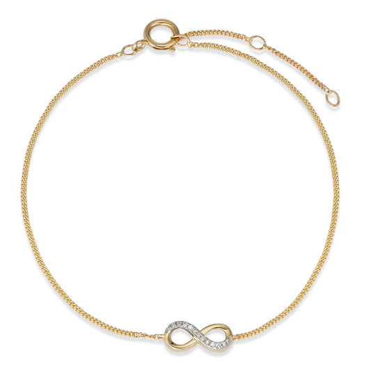 Armbånd 585/14K guld Diamant 0.025 ct, 13 Sten , w-si Uendelighed 15-18 cm