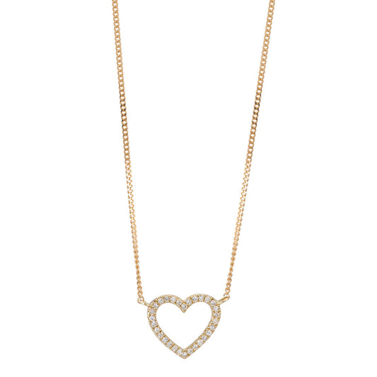 Collier 585/14K guld Diamant 0.05 ct, w-si Hjerte 42 cm