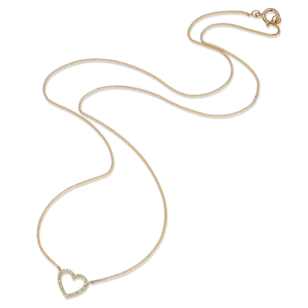 Collier 585/14K guld Diamant 0.05 ct, w-si Hjerte 42 cm