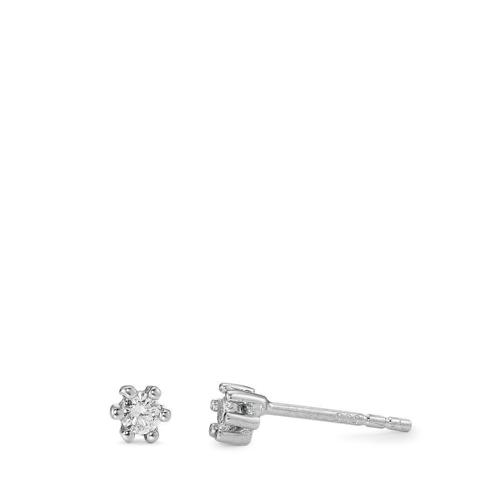 Ørestikker 585/14 K hvidguld Diamant 0.10 ct, 2 Sten , w-si Ø3 mm