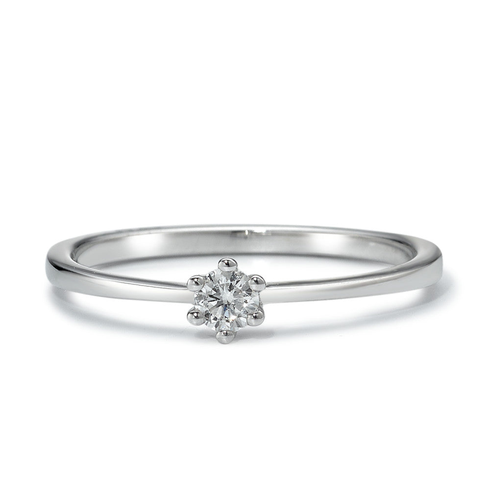 Solitaire ring 585/14 K hvidguld Diamant 0.10 ct, w-si