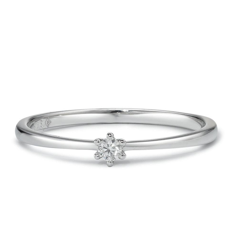 Solitaire ring 585/14 K hvidguld Diamant 0.05 ct, w-si