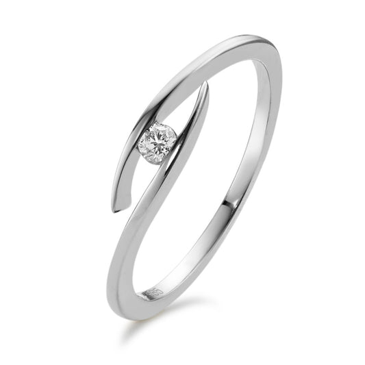 Fingerring 585/14 K hvidguld Diamant 0.05 ct, w-si