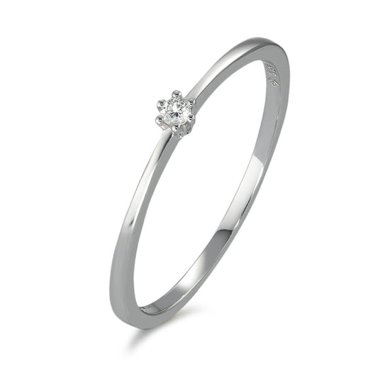 Solitaire ring 585/14 K hvidguld Diamant 0.03 ct, w-si