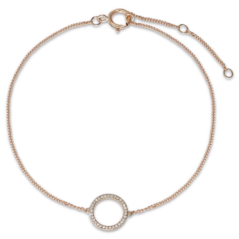 Armbånd 585/14 K rødguld Diamant 0.05 ct, w-si 15-18 cm