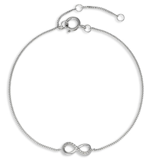 Armbånd 585/14 K hvidguld Diamant 0.025 ct, 13 Sten , w-si Uendelighed 15-18 cm