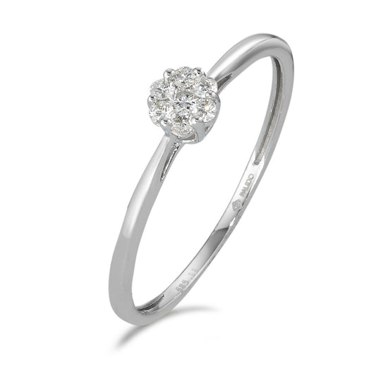 Solitaire ring 585/14 K hvidguld Diamant 0.11 ct, 7 Sten , w-si