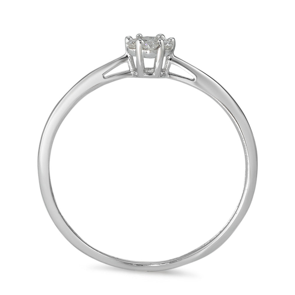 Solitaire ring 585/14 K hvidguld Diamant 0.11 ct, 7 Sten , w-si