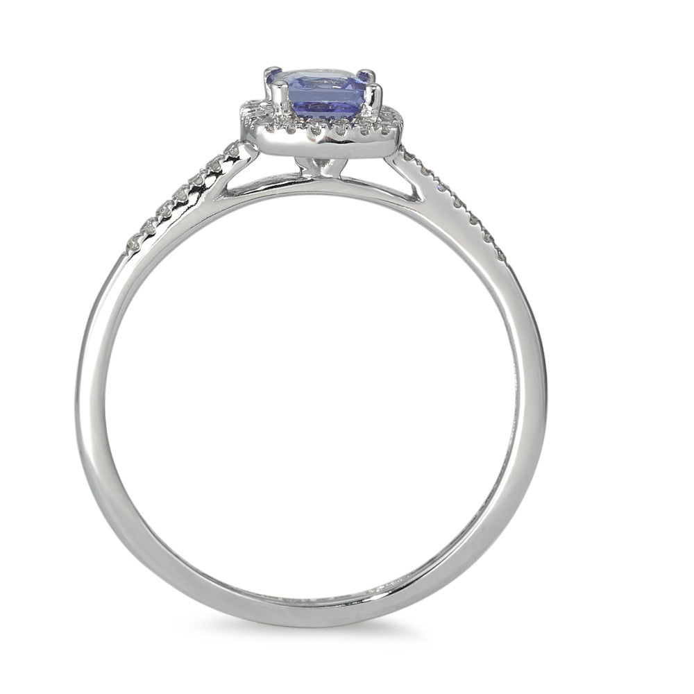 Fingerring 585/14 K hvidguld Diamant 0.09 ct, w-si, Tanzanit